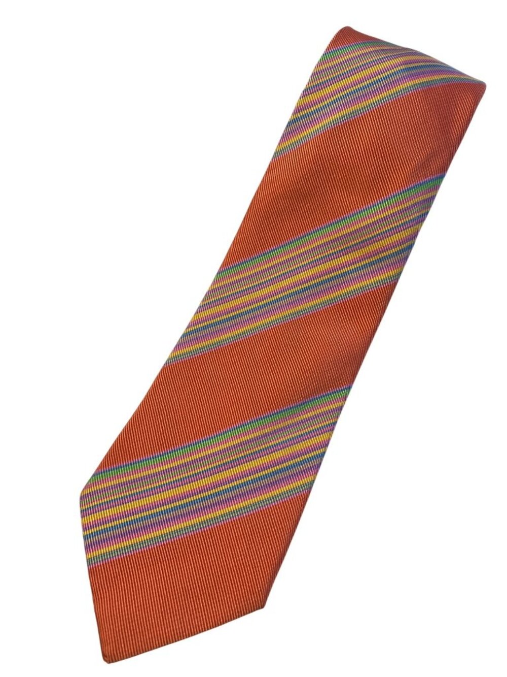 Gant Italian Silk Orange Tie With Pastel Stripes